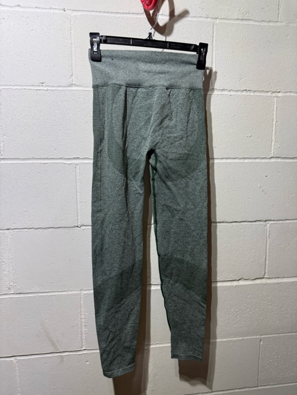 Active USA Heathered Olive Green High-Waist Kids Leggings with matching top - Picture 2 of 5